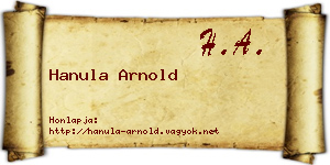 Hanula Arnold névjegykártya